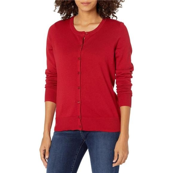 Women's Lightweight Crewneck Cardigan Sweater (Available in Plus Size) - Picture 1 of 6